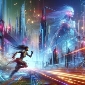 Epic South Asian Female Hero in Futuristic Game Battle