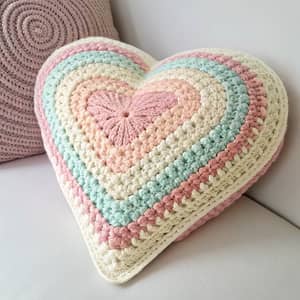 Crochet Heart Shape Pillow - Cozy Decor