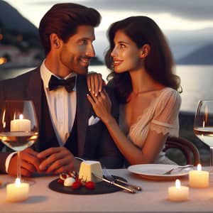 Romantic Scene at Outdoor Italian Restaurant | Love Story