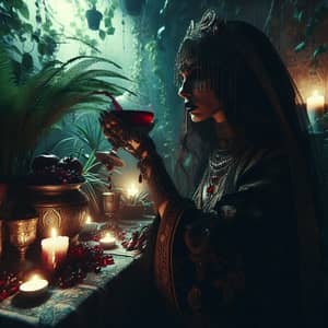 Enchanting Blood Drinking Ritual by a Beautiful Woman