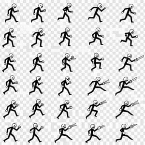 Stickman Sprite Sheet with Movement & Attacks