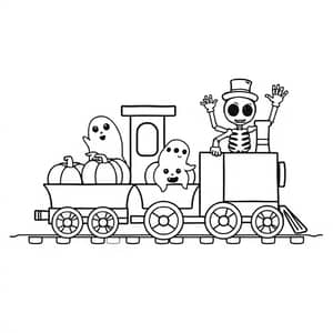 Cute Black-and-White Toy Train Coloring Page