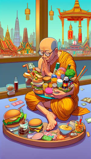 Buddhist Devotee Balancing Faith and Materialism