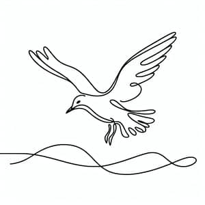 Seagull in Flight Vector Illustration