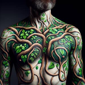 Male Torso Painted Vines Artwork