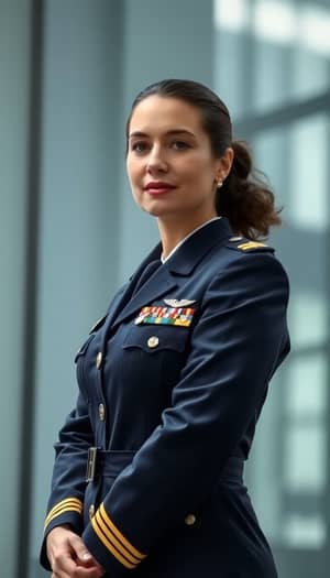 Confident Woman Military Officer in Uniform