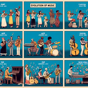 Evolution of Music through Comic Strip Frames