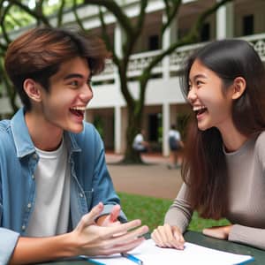 Vietnamese-Australian Boy Engaging with Filipino-Australian Girl at University