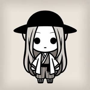 Cute East Asian Chibi Style Figure in Modern Attire