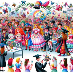 Whimsical Alice in Wonderland Graduation Ceremony with Creative Costumes