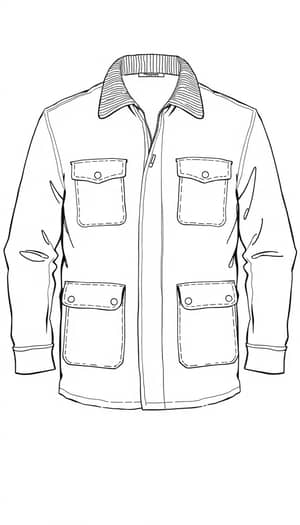 Men's Barbour-Style Jacket Sketch & Pattern Reference