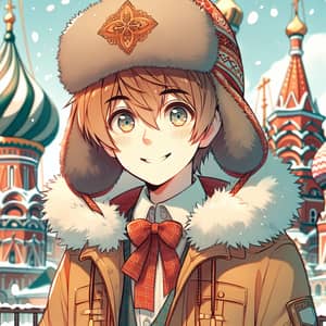 Russian Teenage Boy in Anime Style Illustration