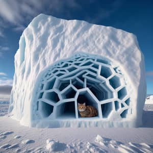 Intricately Designed Cat House Blend Seamlessly with Iceberg