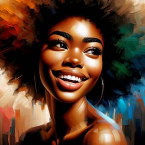 Radiant African Descendant Woman with Afro Hair | Vibrant Digital Art