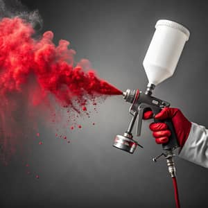 Pneumatic Spray Gun in Action - Vivid Painting