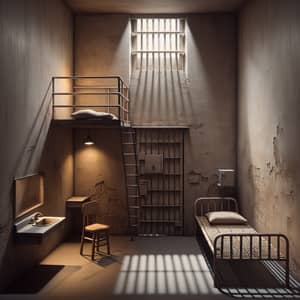 Solitary Confinement - Eerie Portrayal of Isolation in a Prison Cell