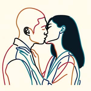 Minimalist Line Art Kiss | Elegant Stroke & Colorful Design