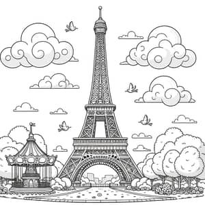 Eiffel Tower Coloring Page for Kids