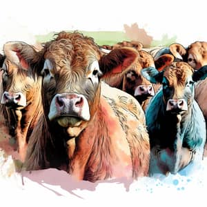 Watercolor Limousin Cow Illustration