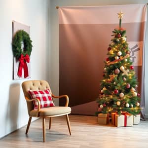 Festive Photo Zone with Chair & Christmas Tree