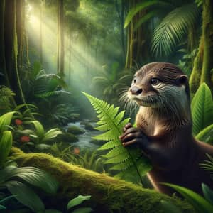 Adventurous Otter in a Lush Jungle