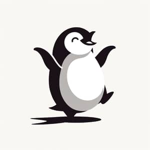 Joyful Minimalist Penguin Art