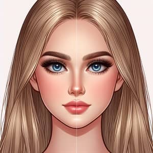 Symmetrical Caucasian Girl with Blue Eyes and Blond Hair