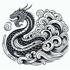 Viking Jörmungandr Tattoo Design with Tumultuous Water