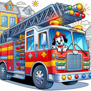 Cartoon Fire Engine Illustration - Vivid & Fun