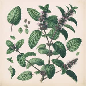 Stunning Botanical Illustration of Peppermint Plant