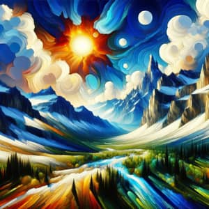 Abstract Mountain Landscape Art | Stunning Nature Painting