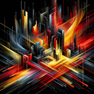 Dynamic Cityscape: Geometric Shapes & Bold Colors