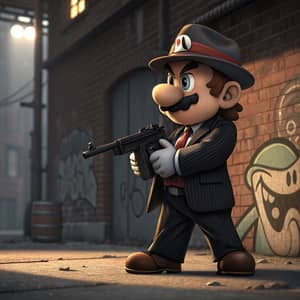 Gangster Mario: Iconic Character with a Gun