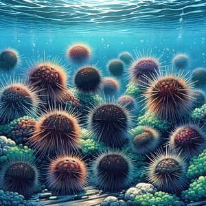 Sea Urchins Feeding in Their Ocean Habitat