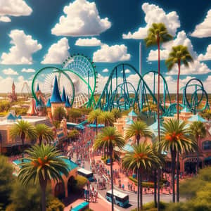 Orlando Florida City with Roller Coasters - Thrilling Skyline Views