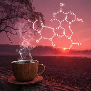 Mystical Caffeine Landscape in Ethereal Hues