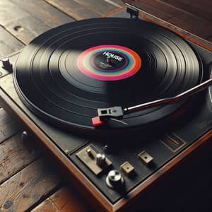 Retro-Style House Music Vinyl Record on Vintage Turntable