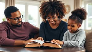 African American Family Bible Study at Home