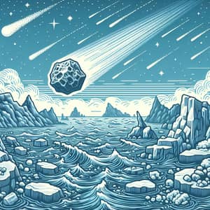 Glacial Meteor Falling into the Sea Illustration