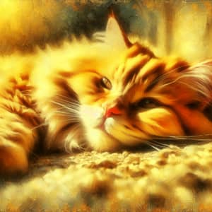 Dreamy Portrait of a Fluffy Orange Tabby Cat