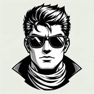 Classic Black and White Gigachad with Black Ray-Ban Eyeglasses