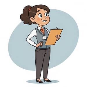 Cartoon Female Supervisor with Clipboard