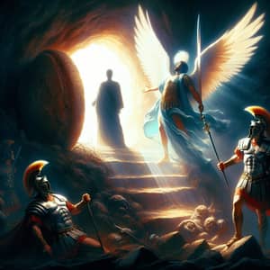 Resurrection of Jesus: Warrior Angel, Brilliant Light, Roman Soldiers