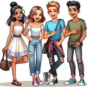 Multicultural Friends Cartoon Image | Diverse Friendship Fun