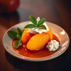 Delicious Peach Dessert with Whipped Cream