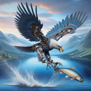 Robotic Eagle Fishing in Mystic Lake - Stunning Scenery