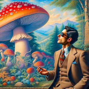 Psychedelic Mushroom Wonder in Enchanting Landscape