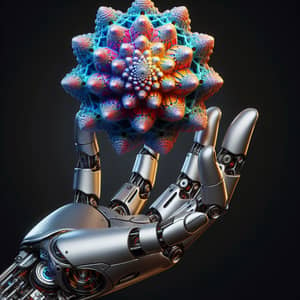 Semi-Robotic Hand Holding Colorful Geometrical Fractal Object