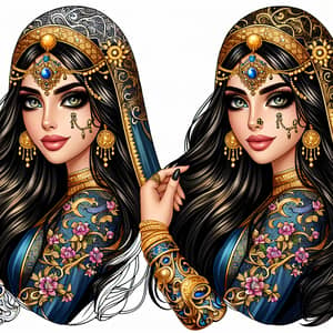 Regal Arabian Princess with Intricate Tattoos | Disney Inspired Art