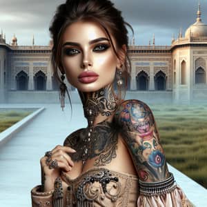 Realistic Princess Jasmine with Stunning Tattoos | Palace Background